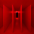 Spatial Environment in Red Light (Ambiente Spaziale a Luce Rossa), Lucio Fontana (Italian, 1899–1968), Painted wood, glass tubes, neon, and mixed media