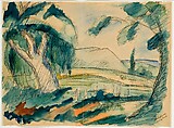 Untitled (Landscape), Lajos Tihanyi Hungarian, Watercolor and graphite on paper