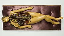 Anatomical Venus, Fontana Workshop (Italian, 1754–1805), Wood skeleton, transparent wax, variously colored waxes with pigments, hair, venetian glass, and rosewood, Italian
