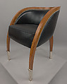 Desk chair, Emile-Jacques Ruhlmann French, Wood, amboyna, leather, silvered bronze