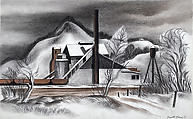 Granary, Ernest Fiene  American, Charcoal and pastel on paper