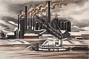 The Lucy Plant, Carnegie Steel Mill, Pittsburgh, Ernest Fiene  American, Charcoal and pastel on paper
