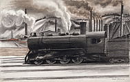 Locomotive, Ernest Fiene  American, Charcoal and pastel on paper