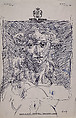 Untitled (woman's head), Peter Agostini American, Blue ink on paper