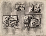 Untitled (four thumbnail still-life sketches), Seong Moy  American, born China, Charcoal on paper