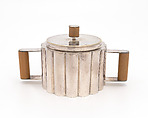 Sugar bowl with lid, Ilonka Karasz (American (born Hungary) Budapest 1896–1981 New York, New York), Electroplated nickel silver, walnut