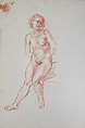 Untitled (Female nude study), Reginald Marsh American, Red chalk on paper