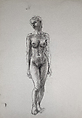 Untitled (Female nude study), Reginald Marsh American, Black chalk on paper