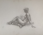 Untitled (Female nude study), Reginald Marsh American, Black chalk on paper