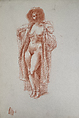 Untitled (Female nude study), Reginald Marsh American, Red chalk on paper