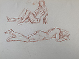 Untitled (Female nude studies), Reginald Marsh American, Red chalk on paper