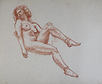Untitled (Female nude study), Reginald Marsh American, Red chalk on paper