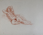 Untitled (Female nude study), Reginald Marsh American, Red chalk on paper