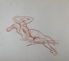 Untitled (Female nude study), Reginald Marsh American, Red chalk on paper