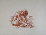 Untitled (Female nude study), Reginald Marsh  American, Red chalk on paper