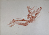 Untitled (Female nude study), Reginald Marsh American, Red chalk on paper