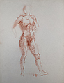 Untitled (Female nude study), Reginald Marsh American, Red chalk on paper