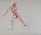 Untitled (Female nude study), Reginald Marsh American, Red chalk on paper