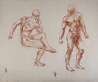 Untitled (Male nude studies), Reginald Marsh American, Red chalk on paper
