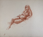 Untitled (Female nude study), Reginald Marsh  American, Red chalk on paper