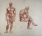 Untitled (Male nude studies), Reginald Marsh  American, Red chalk on paper