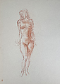 Untitled (Female nude study), Reginald Marsh American, Red chalk on paper