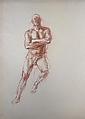 Untitled (Male nude study), Reginald Marsh American, Red chalk on paper