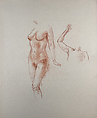 Untitled (Female nude study), Reginald Marsh American, Red chalk on paper