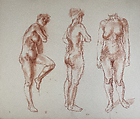 Untitled (Female nude studies), Reginald Marsh American, Red chalk on paper