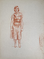 Untitled (female nude study), Reginald Marsh American, Red chalk on paper