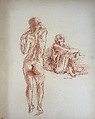 Untitled (female nude and clothed figures), Reginald Marsh American, Red chalk on paper
