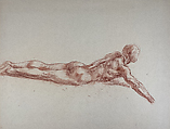 Untitled (male nude), Reginald Marsh American, Red chalk on paper