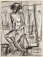 Untitled (female figure study), Glenn Wessels American, Charcoal on paper
