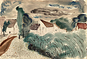 Beach House, Milton Avery  American, Watercolor and charcoal on paper