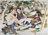 Dejeuner Sur L'herbe II, Robert Colescott  American, Watercolor and graphite on paper