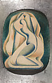 Kneeling, Alexander Archipenko American, born Ukraine, Colored pencil, pen and blue ink, graphite, and silver metallic leaf on paper