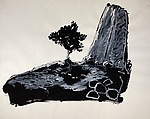 Fold Site, Andrew Moszynski  British, Brush and black ink with oil stick on paper
