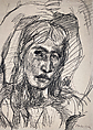 Portrait of a Young Woman, Oskar Kokoschka  Austrian, Crayon on paper