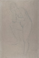 Standing Nude model, Facing Left, Wilhelm Lehmbruck  German, Blue crayon on paper