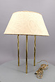 Lamp, Benjamin Baldwin  American, Brass with linen shade