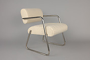 Armchair, Eileen Gray (British, Wexford 1879–1976 Paris), Chrome-plated tubular steel with white cotton fabric
