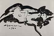 Nymph and Goat, Reuben Nakian American, Brush and black ink on paper