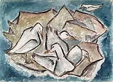 The Seagulls, Alfred Levitt American, Watercolor and charcoal on paper