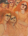 Street Scene Series, Lester Johnson American, Chalk, crayon and wash on paper