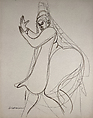 Walking Figure, Gaston Lachaise American, Brush and black ink and graphite on paper