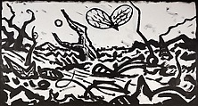 Butterfly, Peter Booth  Australian, born England, Black ink with gesso on paper