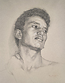 Study Number 2 for Portrait of Mohamed, Claudio Bravo  Chilean, Black conte crayon with white chalk on paper