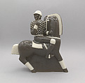 Polo player & mallet, Waylande Gregory American, Glazed ceramic
