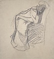 Woman Leaning on a Chair (The Artist's Sister), Umberto Boccioni  Italian, Graphite on paper