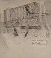 The Gamboloita Bridge, Umberto Boccioni  Italian, Black conte crayon with pen and brown ink on paper